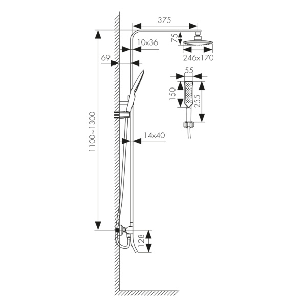 35282 Душевая система KAISER Zinger с термостатом