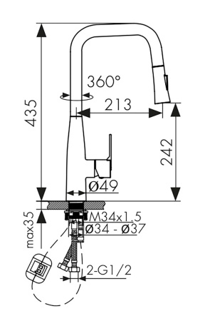22144-9 Смеситель KAISER Claro для кухни 