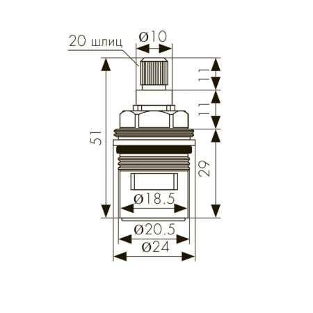 6103 Кран-букса KAISER 20 шлиц, 180°