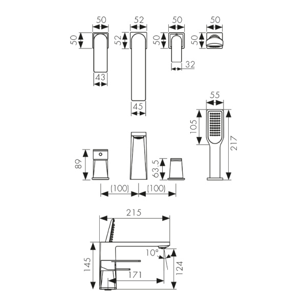 70122 Смеситель KAISER Terso на борт ванны 