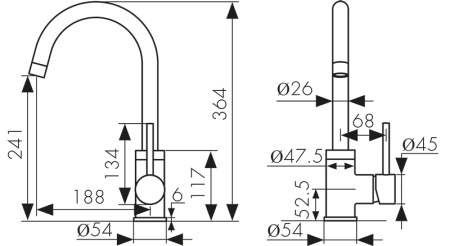 26633 Смеситель KAISER Merkur для кухни 