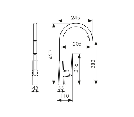 27166-2 Смеситель KAISER Merkur для кухни 