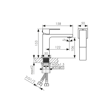 01211-15 Смеситель KAISER Cube для раковины 