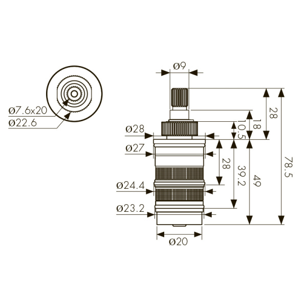 6283 Термостатический картридж KAISER для смесителя 35282